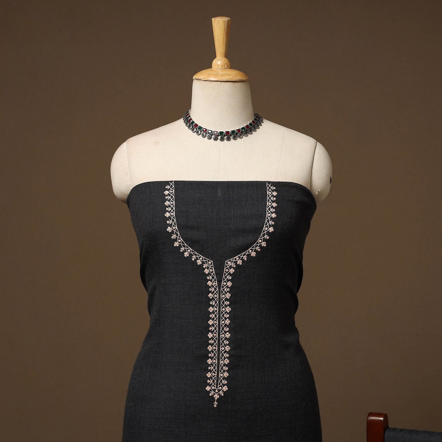 Merino wool hand embroidery 3pc unstitched dress material