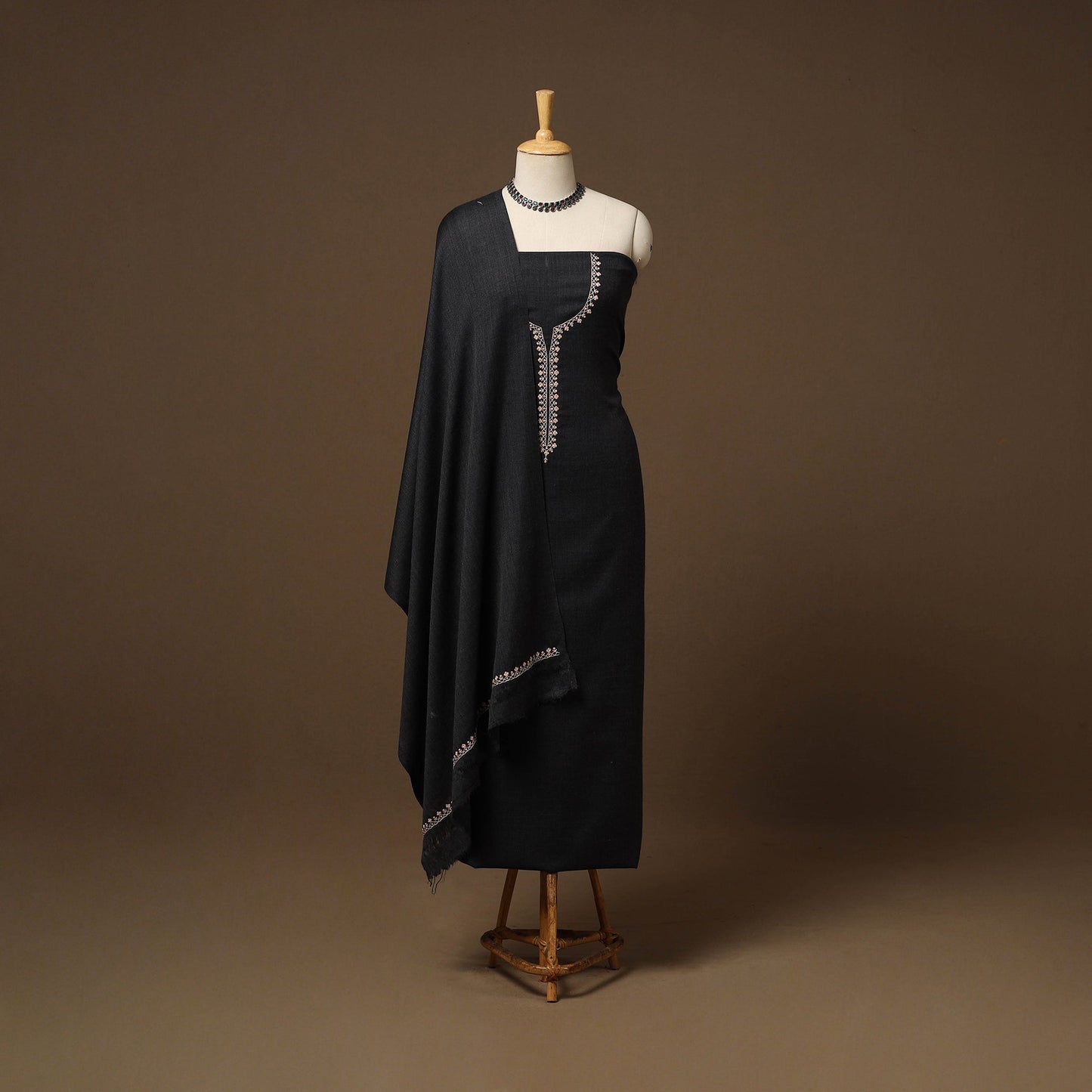 Merino wool hand embroidery 3pc unstitched dress material