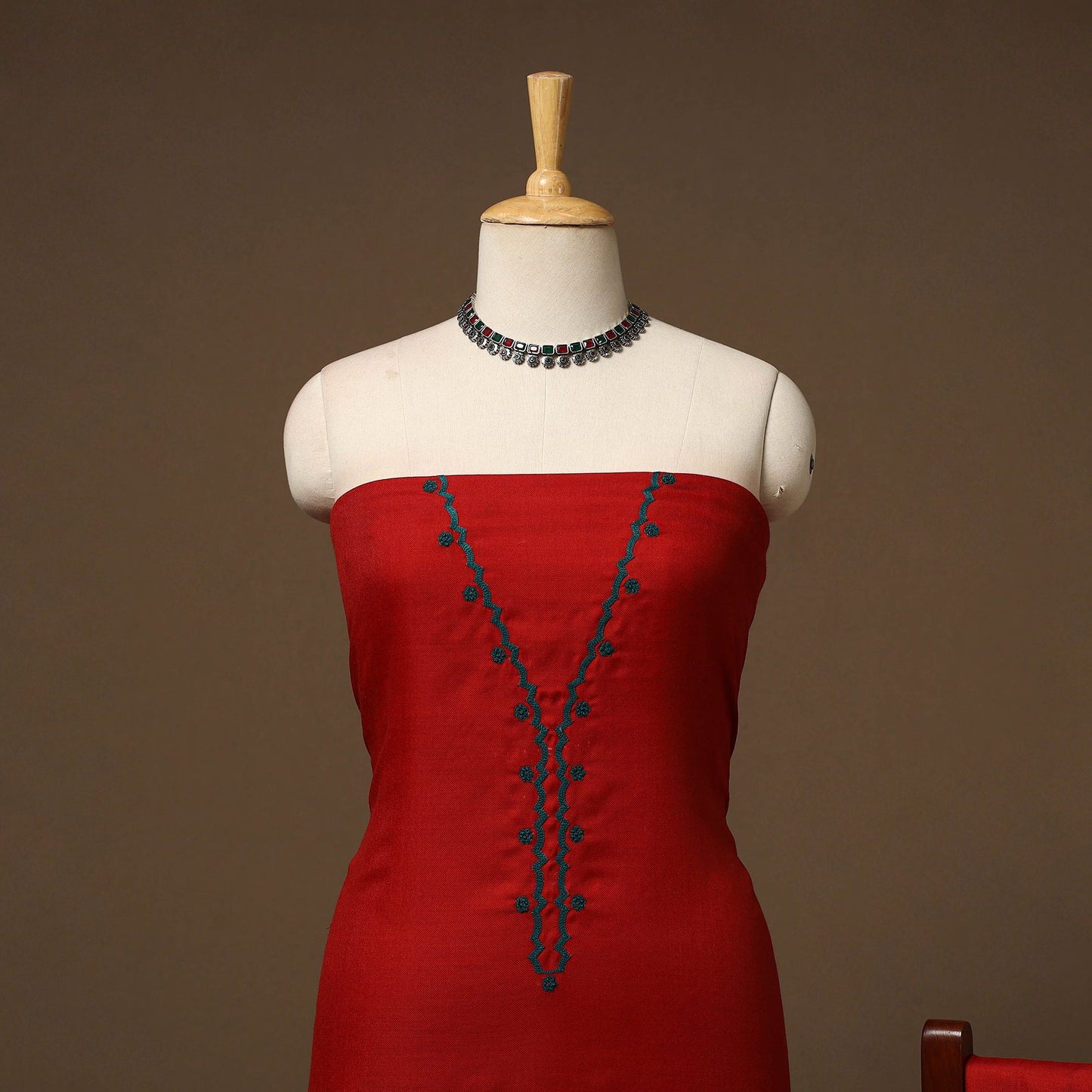 Merino wool hand embroidery 3pc unstitched dress material