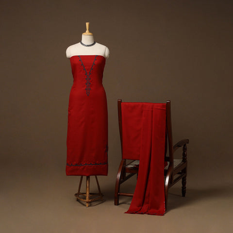 Merino wool hand embroidery 3pc unstitched dress material