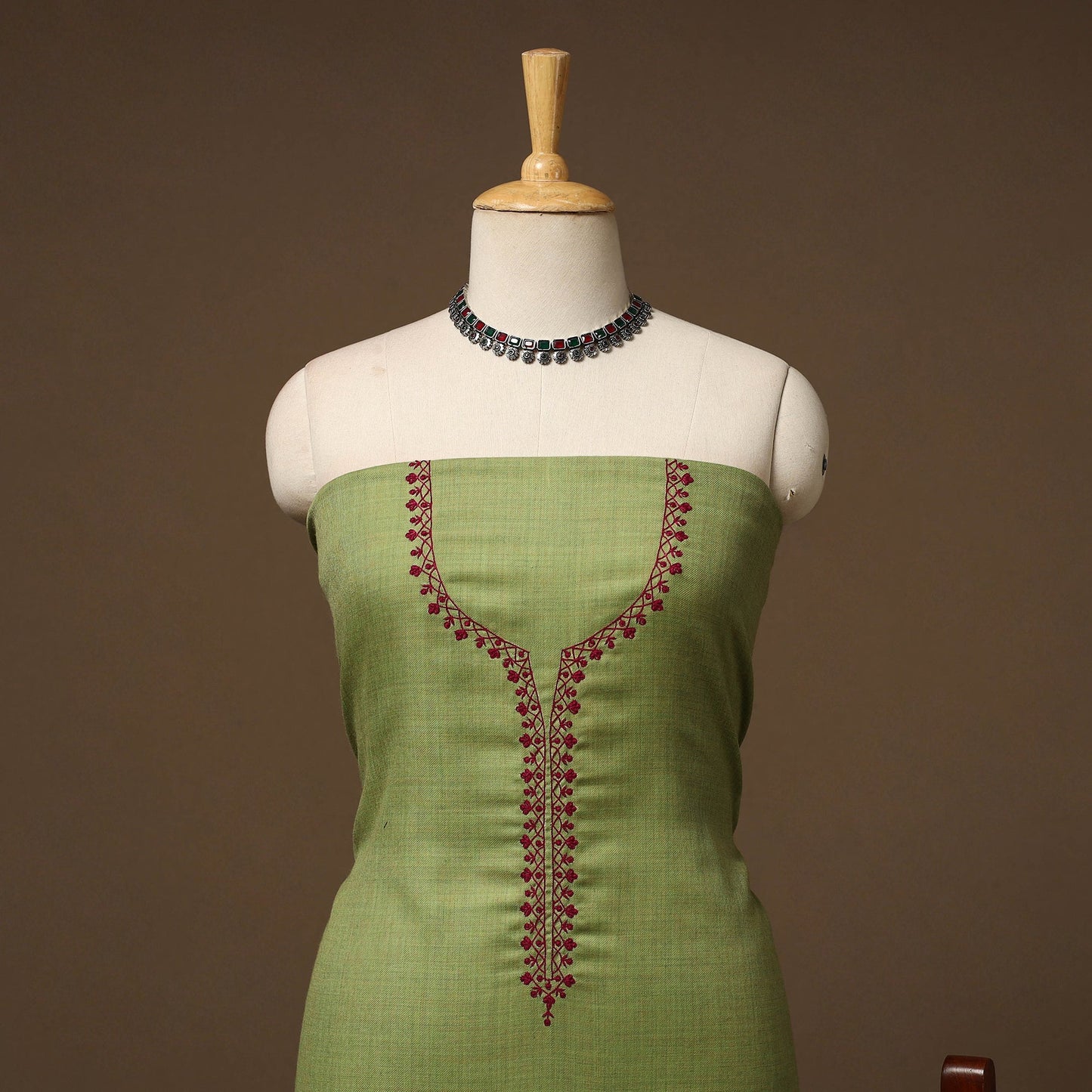 Merino wool hand embroidery 3pc unstitched dress material