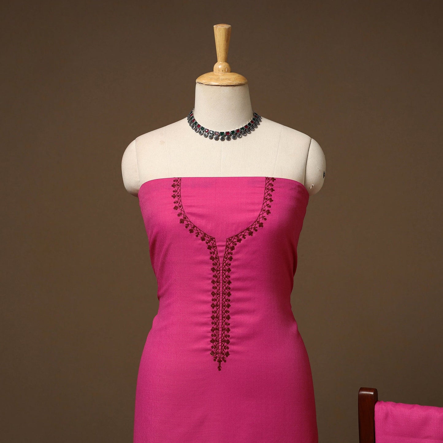 Merino wool hand embroidery 3pc unstitched dress material