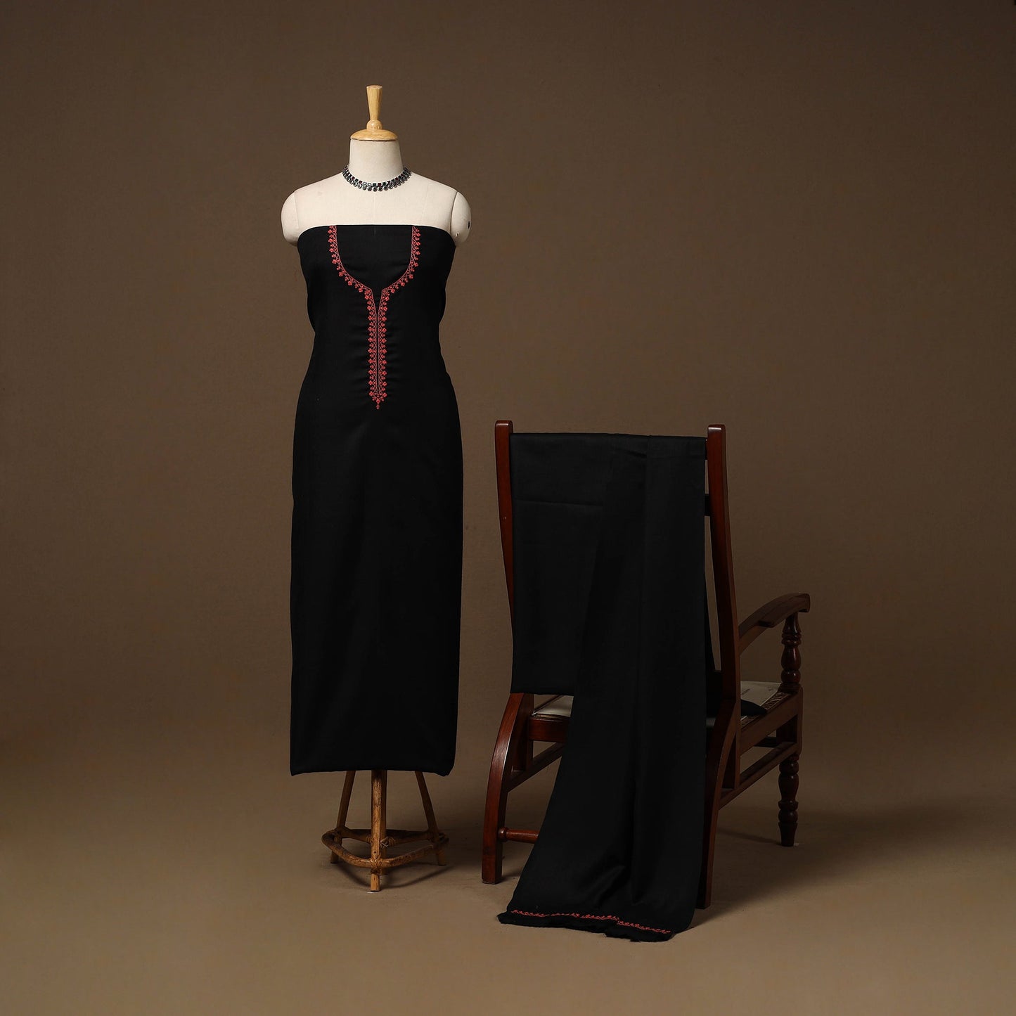 Merino wool hand embroidery 3pc unstitched dress material