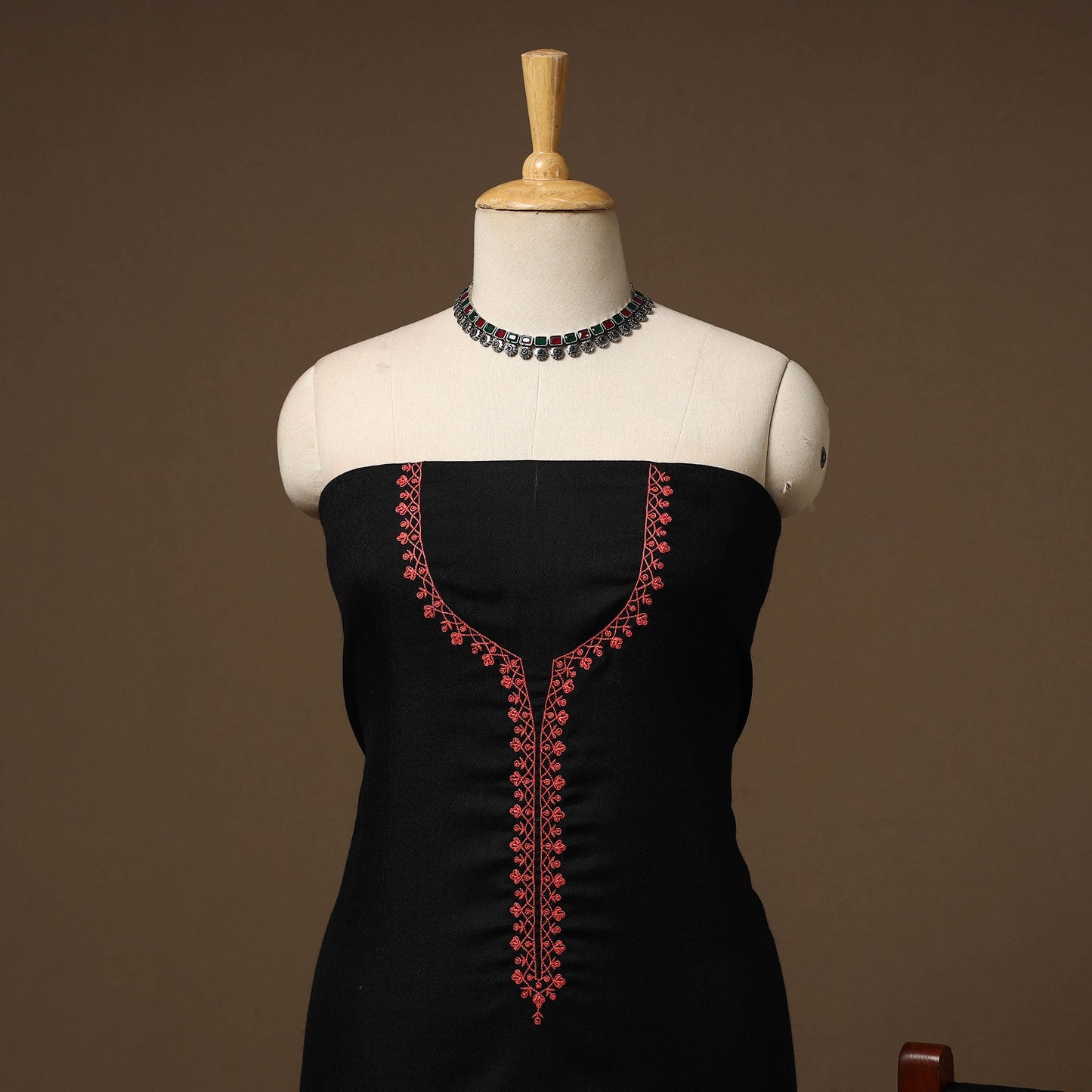 Merino wool hand embroidery 3pc unstitched dress material