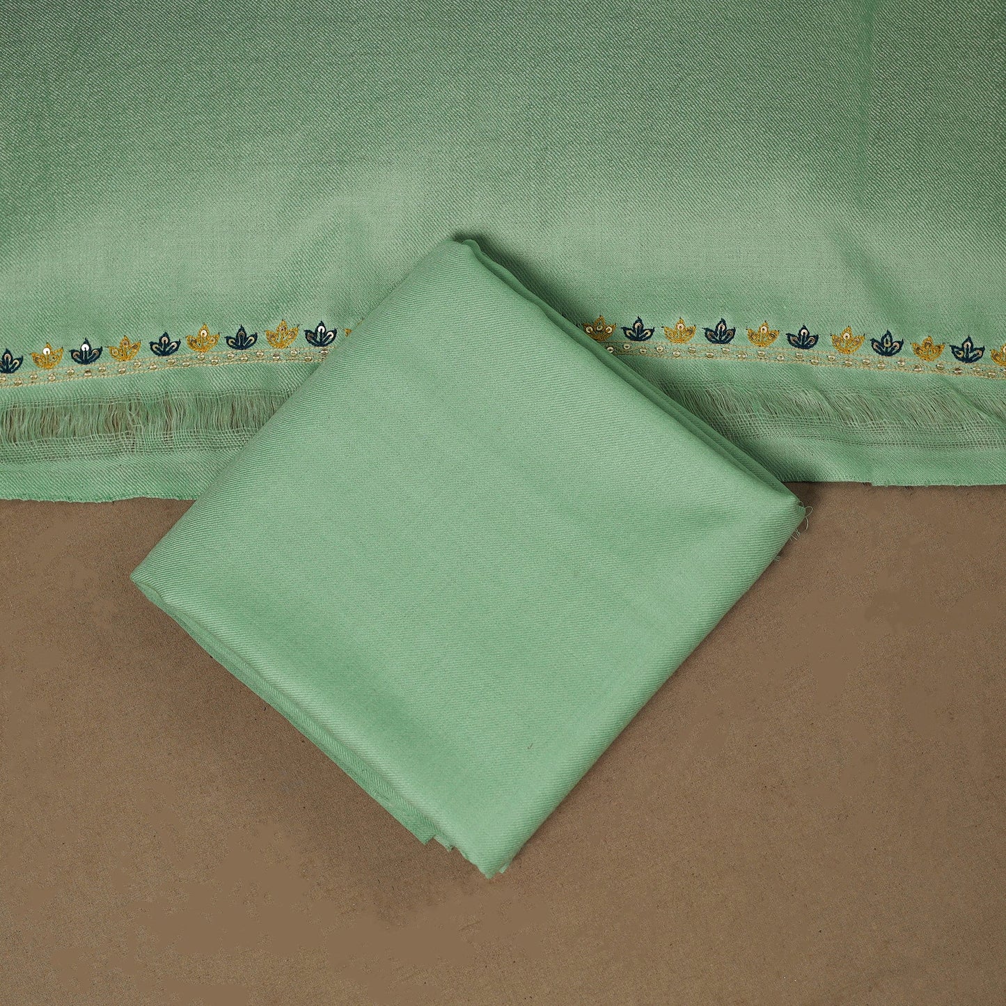 Merino wool hand embroidery 3pc unstitched dress material