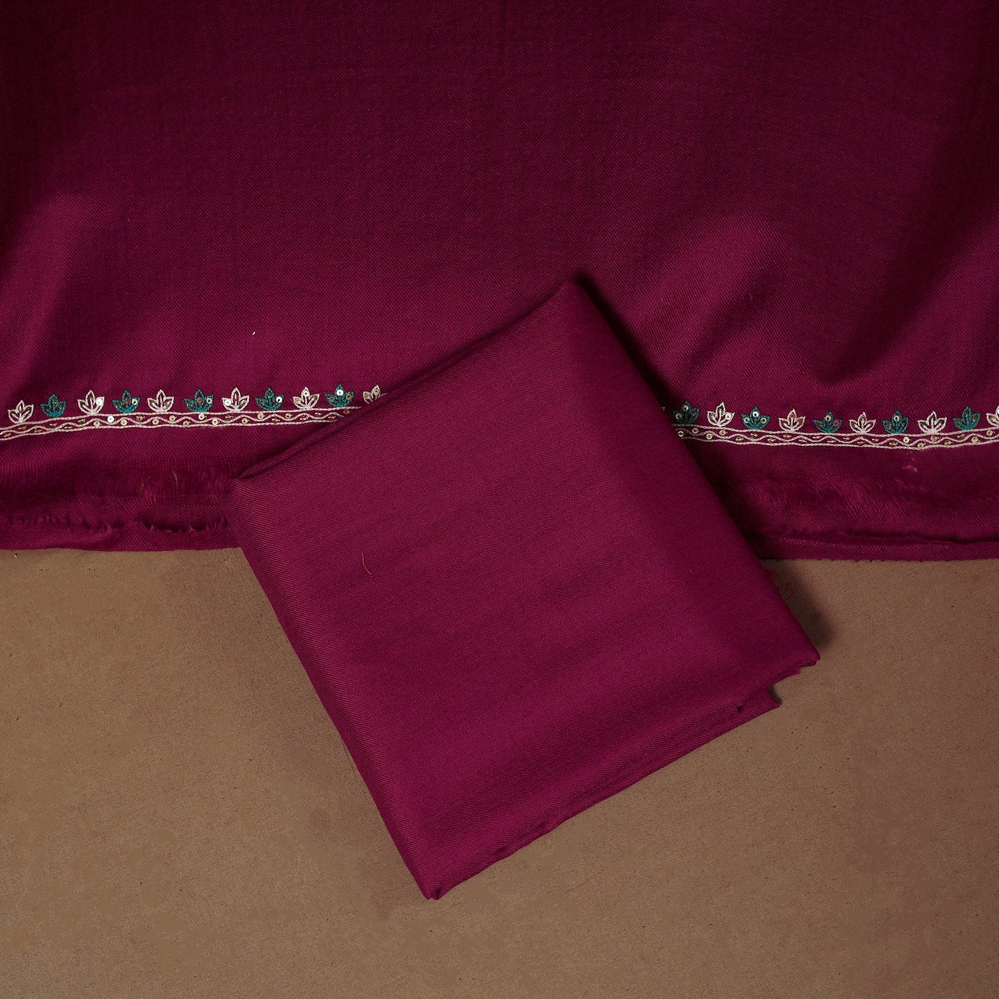 Merino wool hand embroidery 3pc unstitched dress material