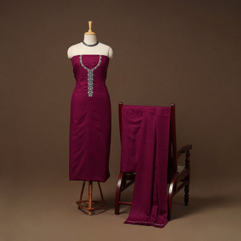 Merino wool hand embroidery 3pc unstitched dress material