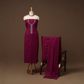 Merino wool hand embroidery 3pc unstitched dress material