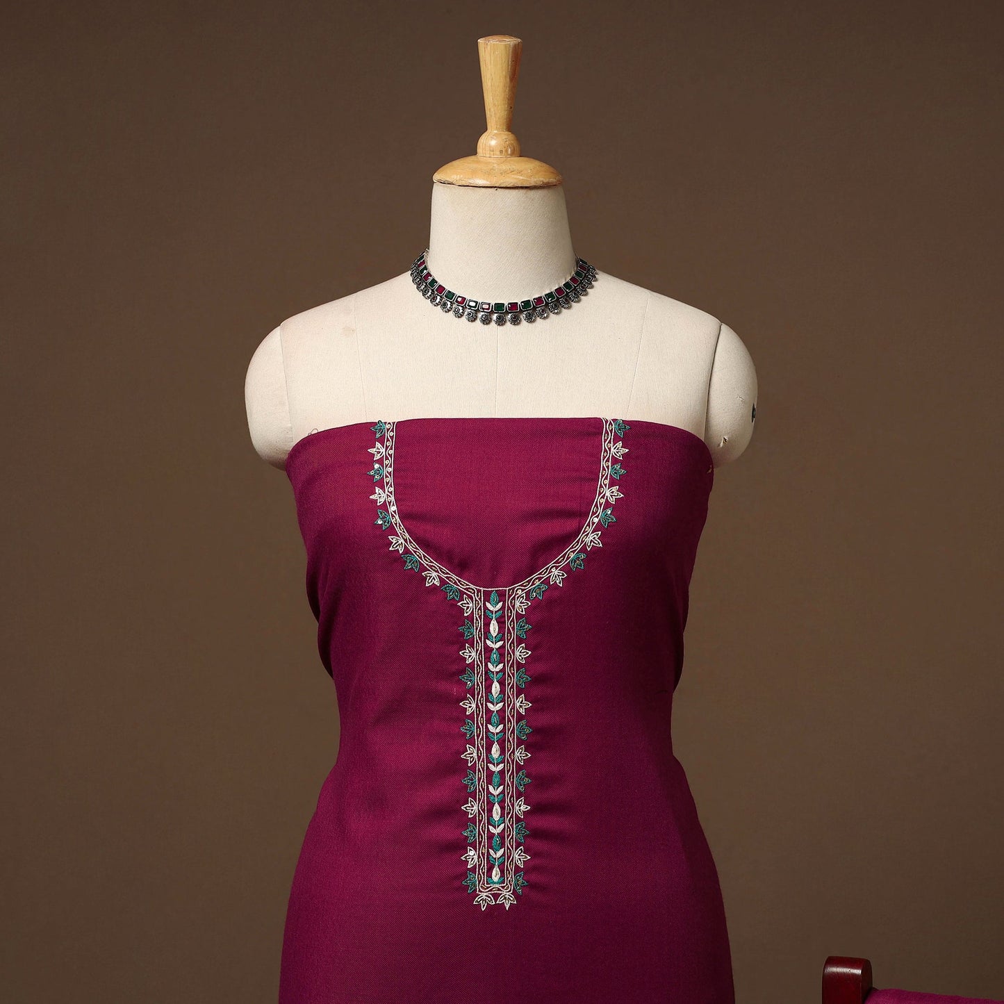 Merino wool hand embroidery 3pc unstitched dress material