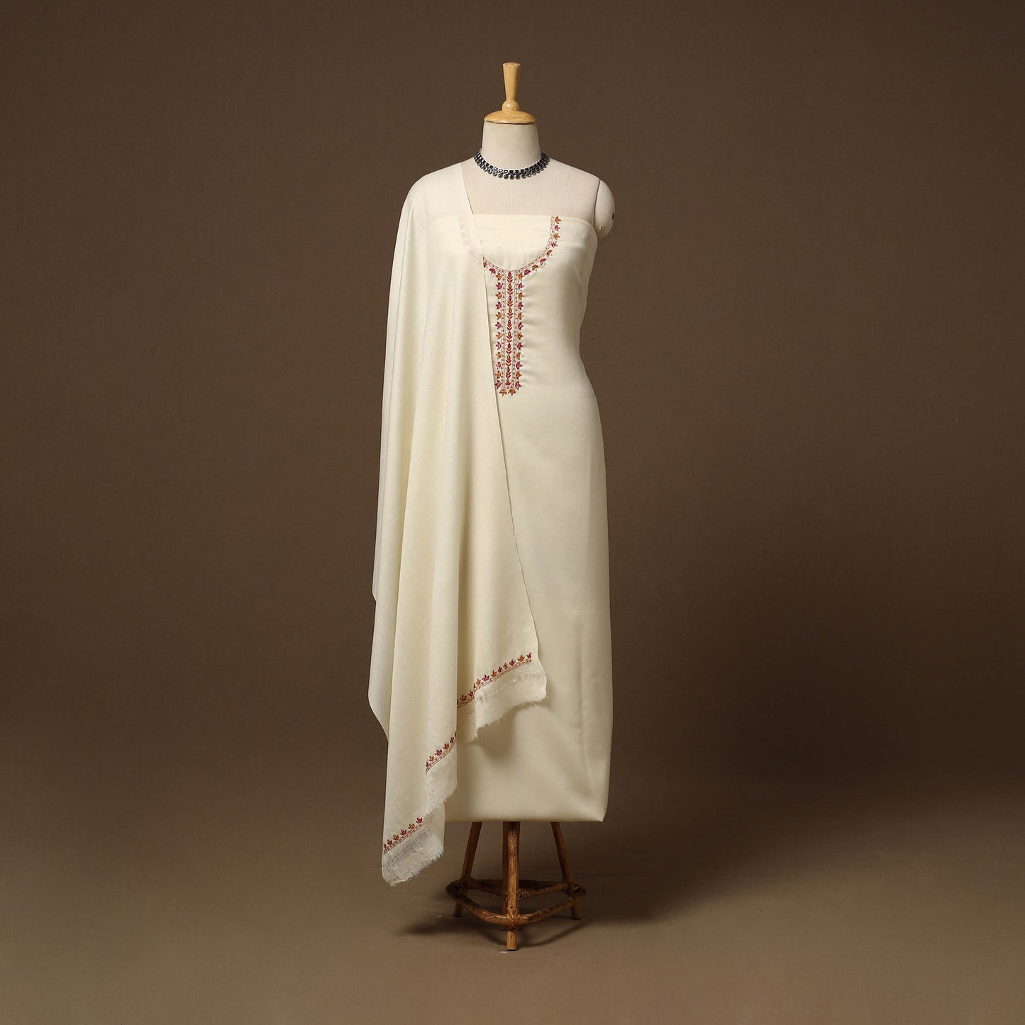 Merino wool hand embroidery 3pc unstitched dress material