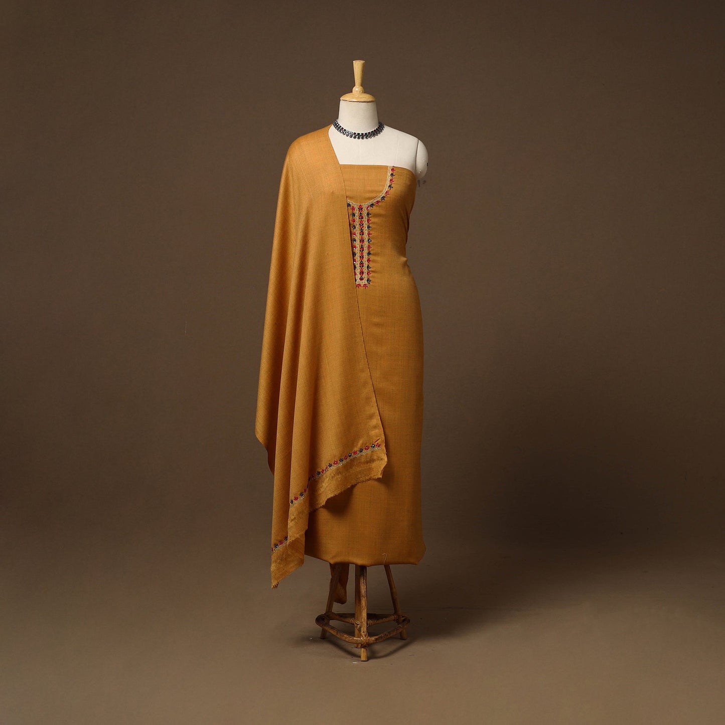 Merino wool hand embroidery 3pc unstitched dress material