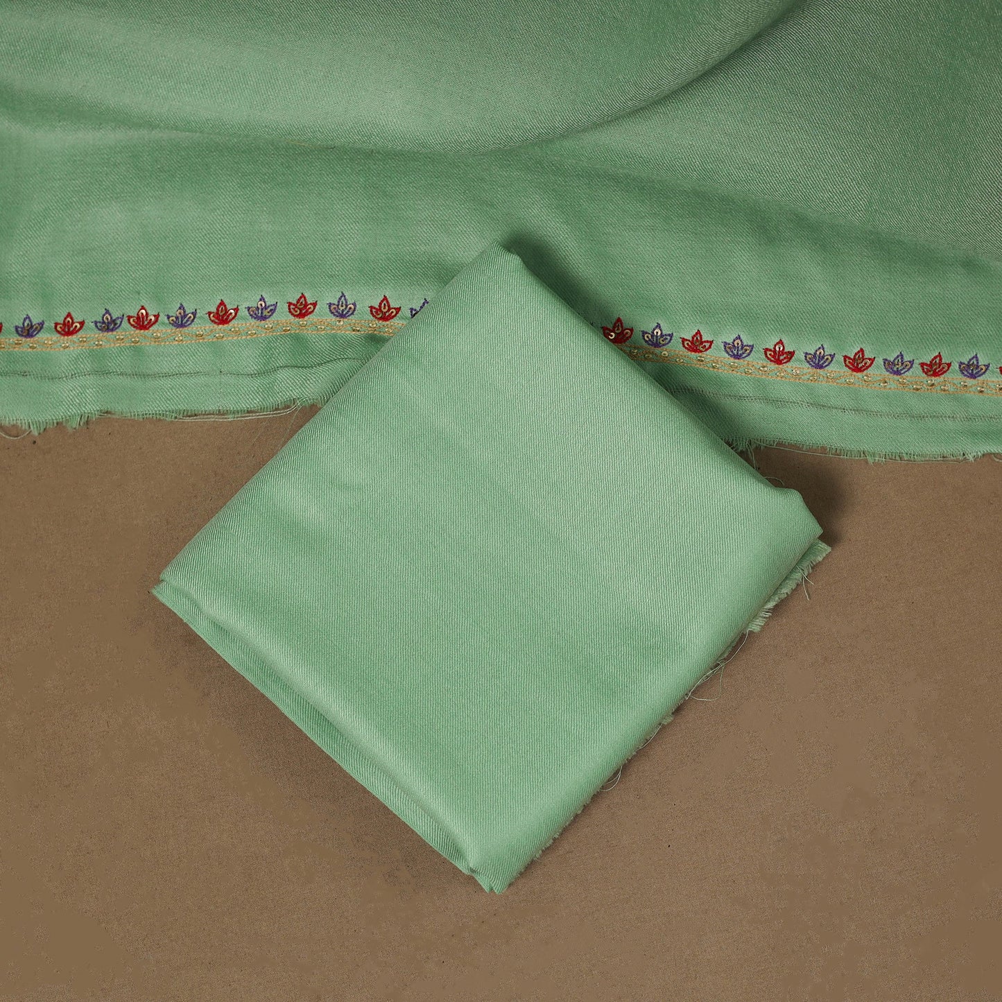 Merino wool hand embroidery 3pc unstitched dress material