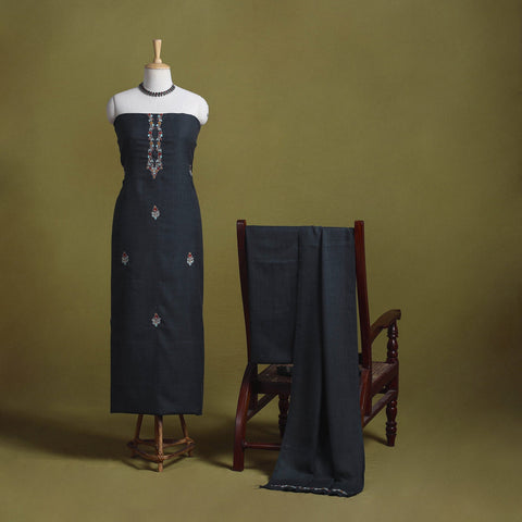 Merino wool hand embroidery 3pc unstitched dress material