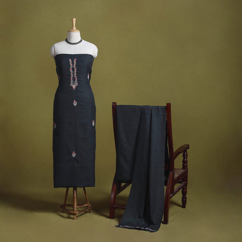 Merino wool hand embroidery 3pc unstitched dress material