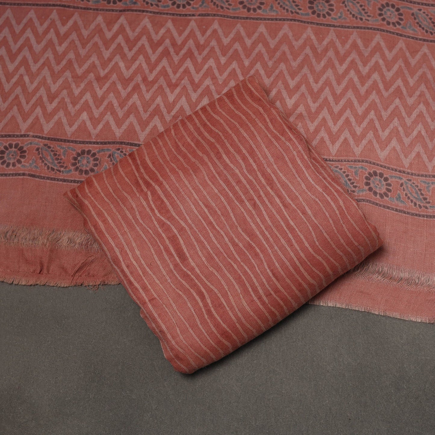 Merino wool natural dyed hand 3pc unstitched dress material