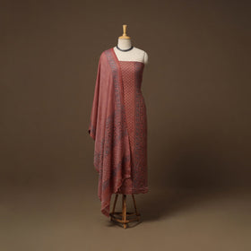 Merino wool natural dyed hand 3pc unstitched dress material