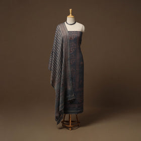 Merino wool natural dyed hand 3pc unstitched dress material