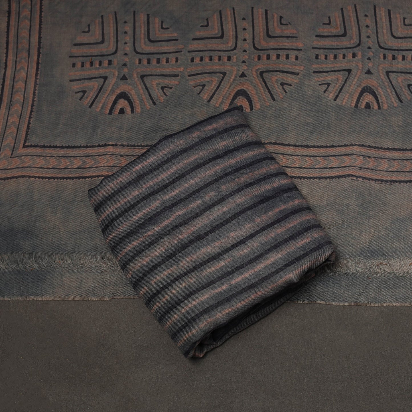 Merino wool natural dyed hand 3pc unstitched dress material