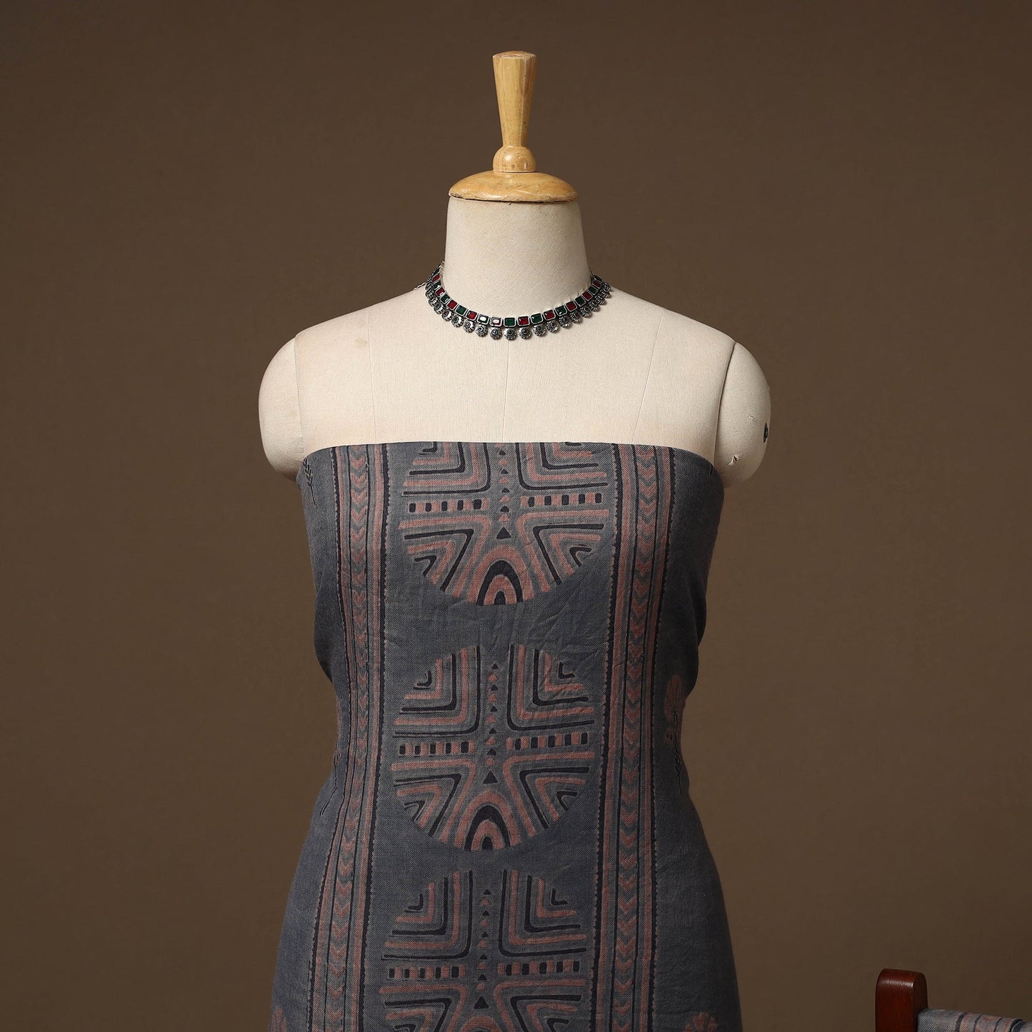 Merino wool natural dyed hand 3pc unstitched dress material