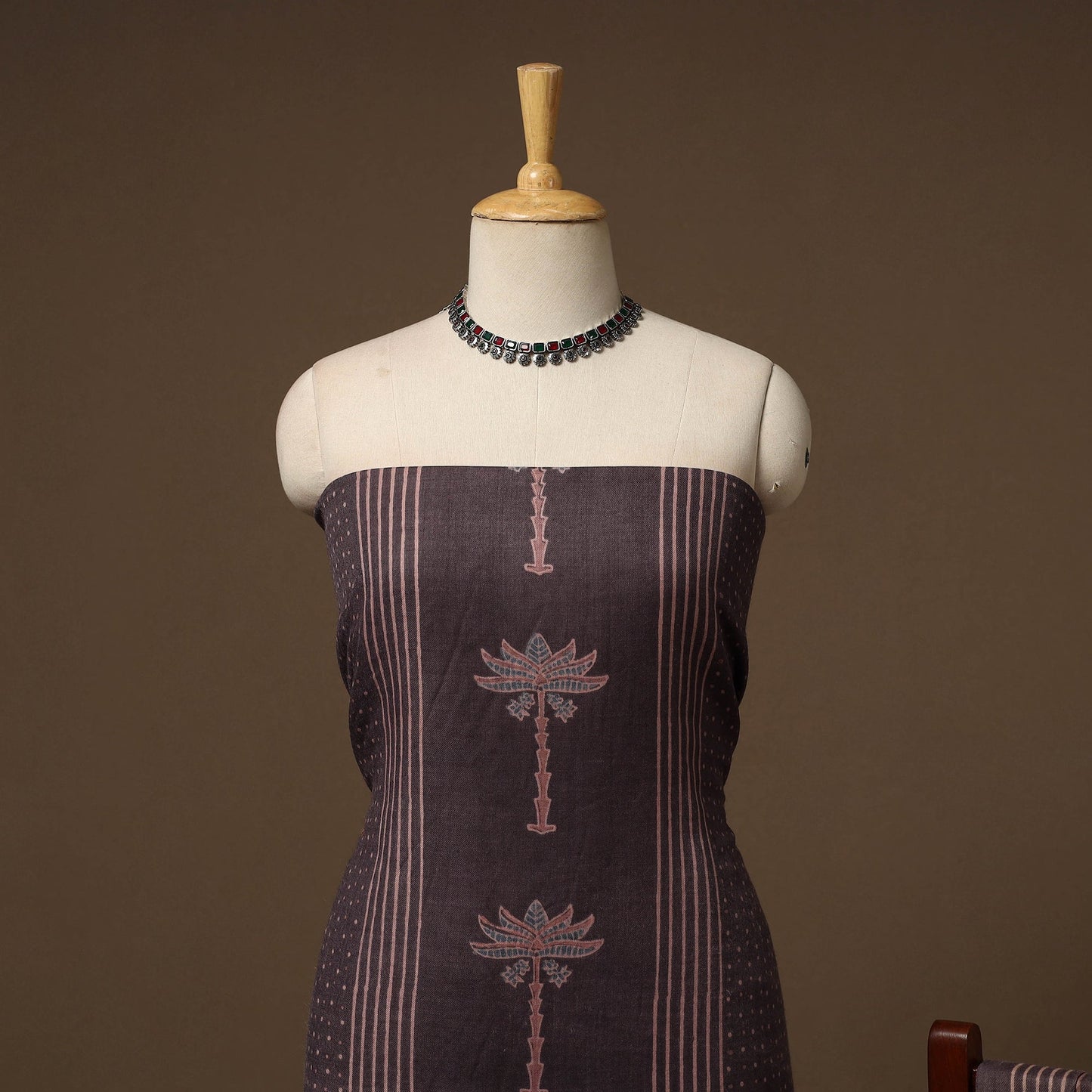 Merino wool natural dyed hand 3pc unstitched dress material