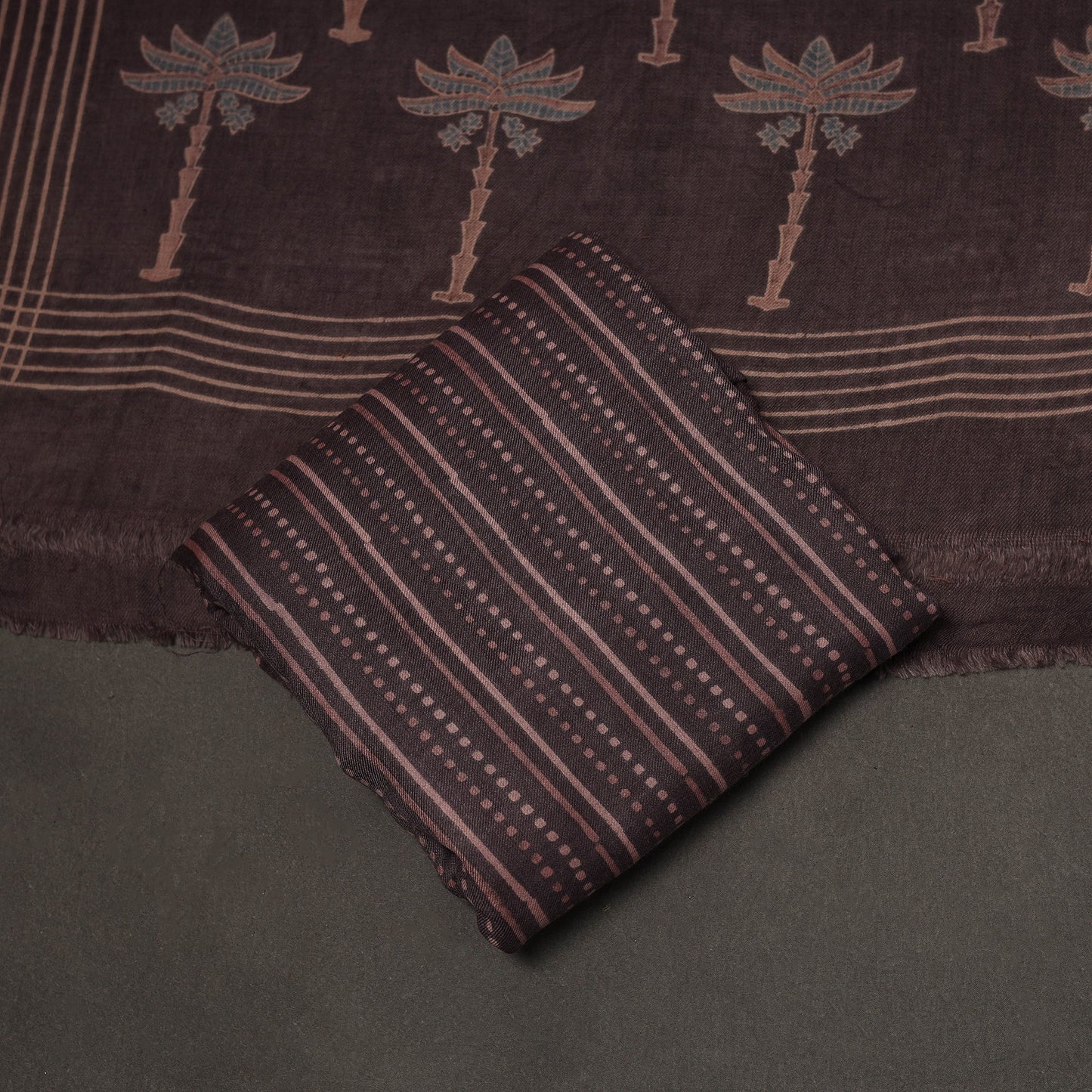 Merino wool natural dyed hand 3pc unstitched dress material