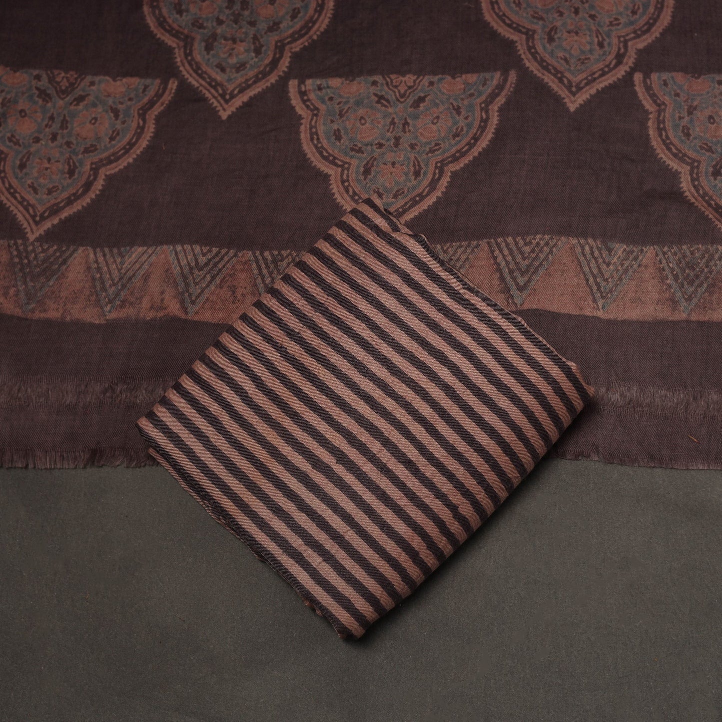 Merino wool natural dyed hand 3pc unstitched dress material