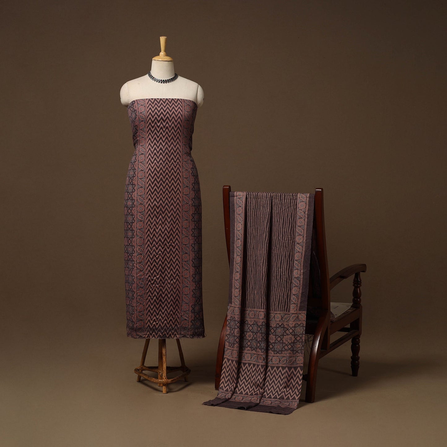 Merino wool natural dyed hand 3pc unstitched dress material