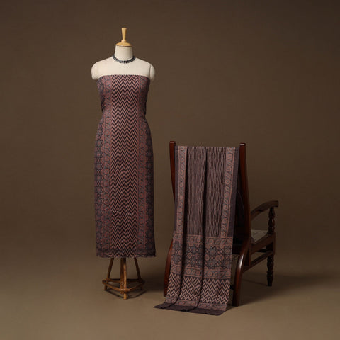 Merino wool natural dyed hand 3pc unstitched dress material