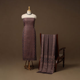 Merino wool natural dyed hand 3pc unstitched dress material