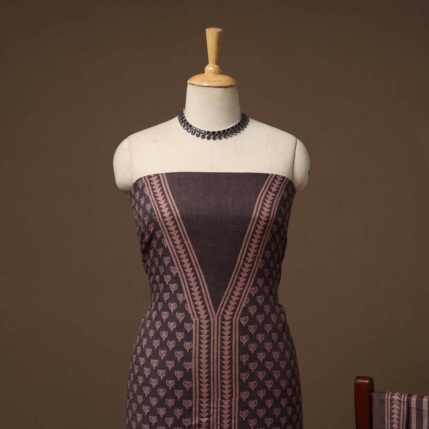 Merino wool natural dyed hand 3pc unstitched dress material