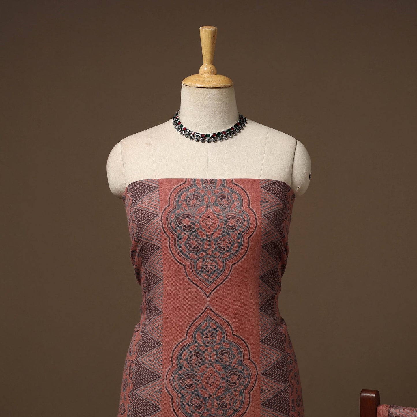 Merino wool natural dyed hand 3pc unstitched dress material