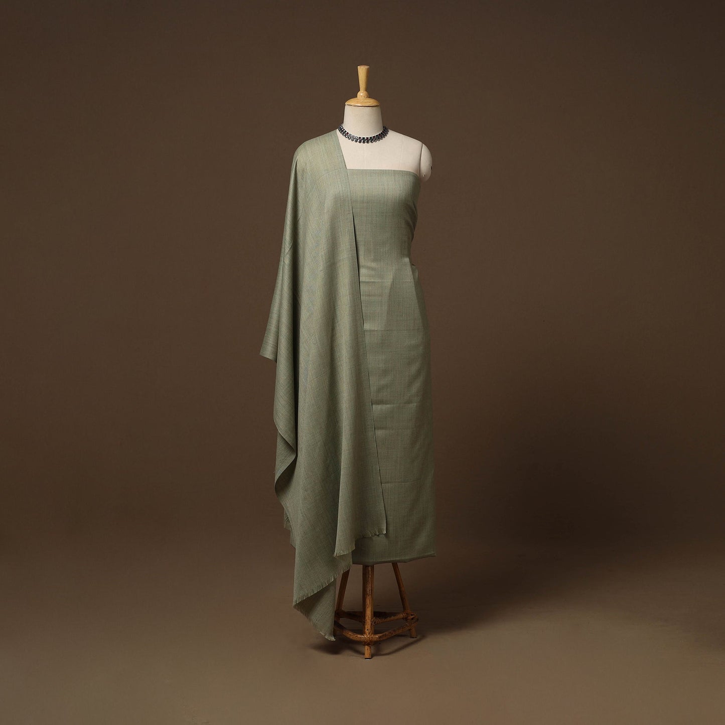 Merino wool plain 3pc unstitched dress material 02