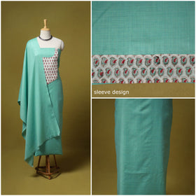 Merino wool plain 3pc unstitched dress material with patch