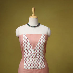 Merino wool plain 3pc unstitched dress material with patch