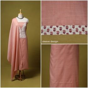 Merino wool plain 3pc unstitched dress material with patch