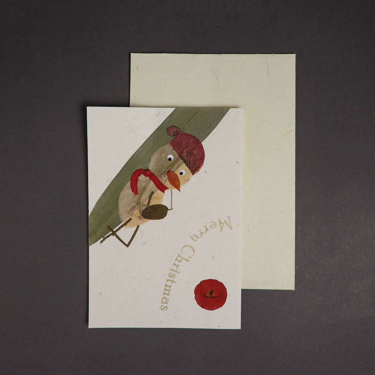 Merry Christmas - Flower Art Handmade Paper Greeting Card 