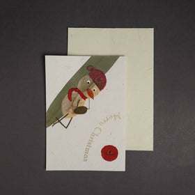 Merry Christmas - Flower Art Handmade Paper Greeting Card 