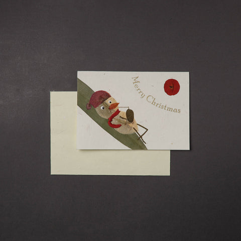 Merry Christmas - Flower Art Handmade Paper Greeting Card 