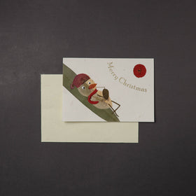 Merry Christmas - Flower Art Handmade Paper Greeting Card 