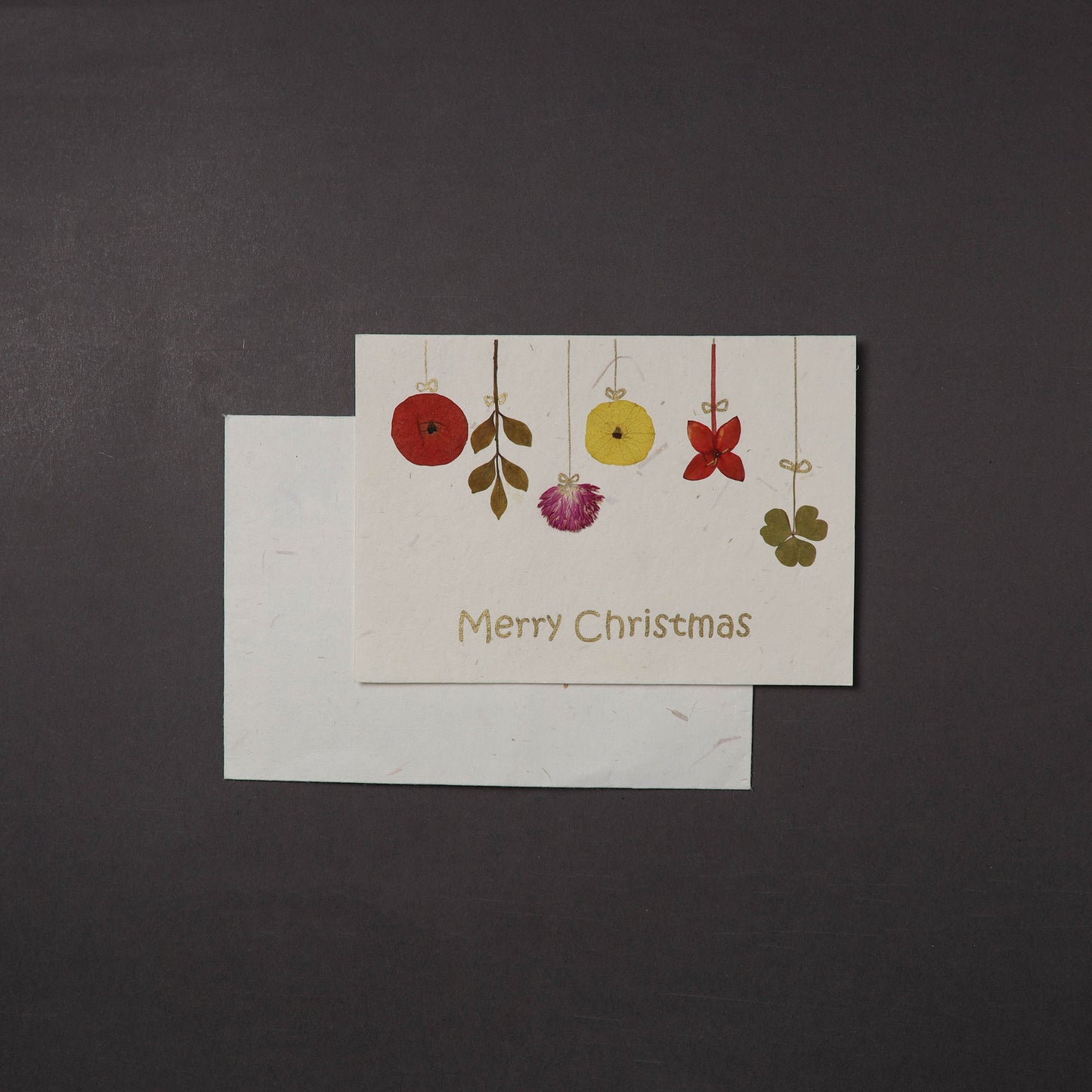 Merry Christmas - Flower Art Handmade Paper Greeting Card 