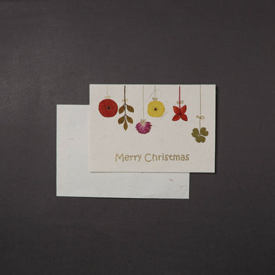 Merry Christmas - Flower Art Handmade Paper Greeting Card 