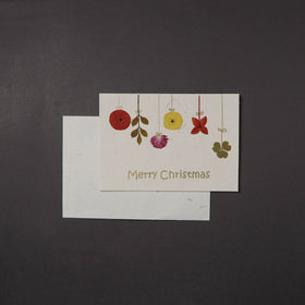 Merry Christmas - Flower Art Handmade Paper Greeting Card 