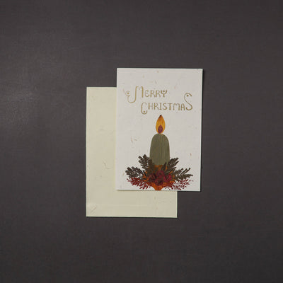 Merry Christmas - Flower Art Handmade Paper Greeting Card 
