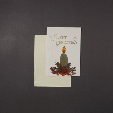 Merry Christmas - Flower Art Handmade Paper Greeting Card 