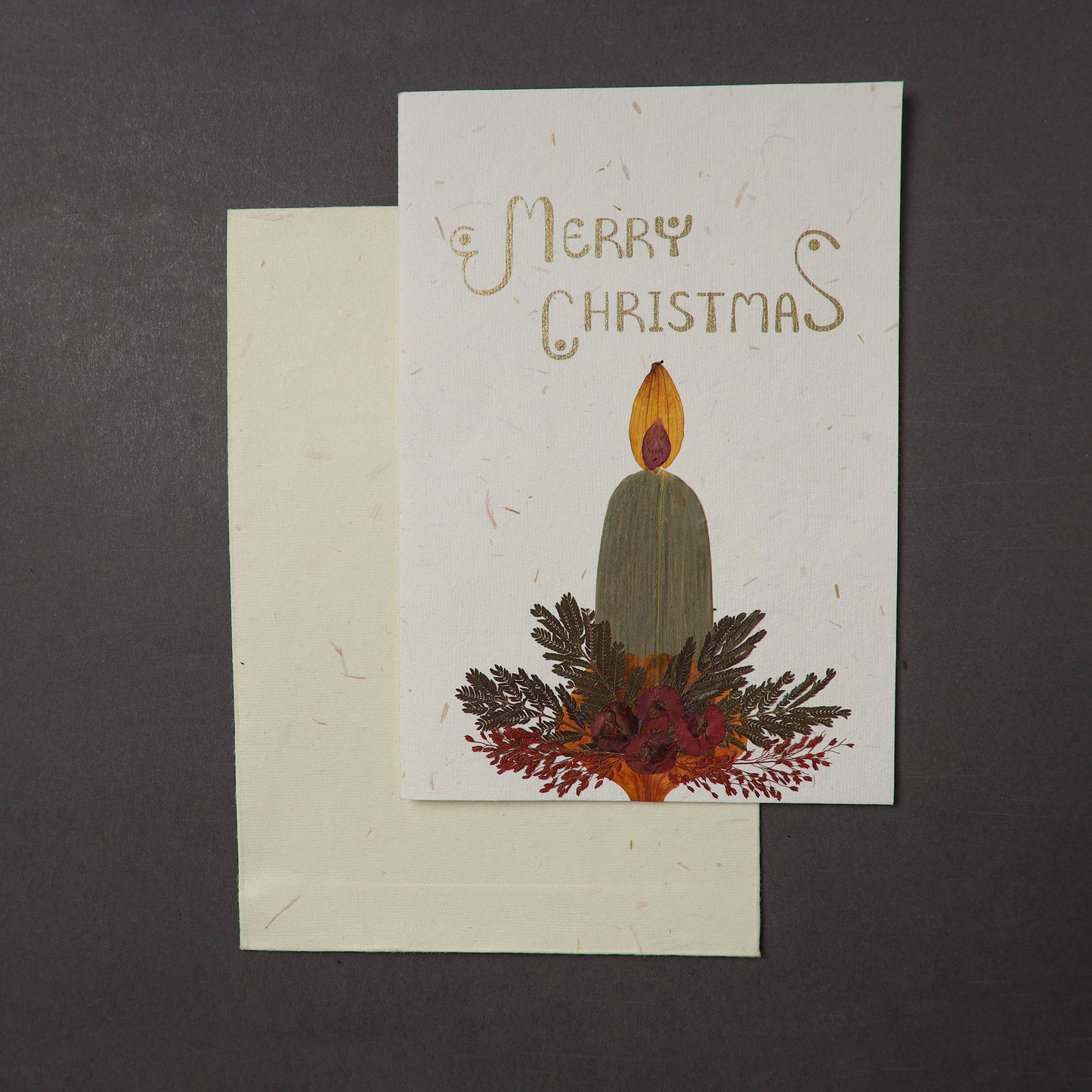 Merry Christmas - Flower Art Handmade Paper Greeting Card 