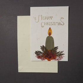 Merry Christmas - Flower Art Handmade Paper Greeting Card 