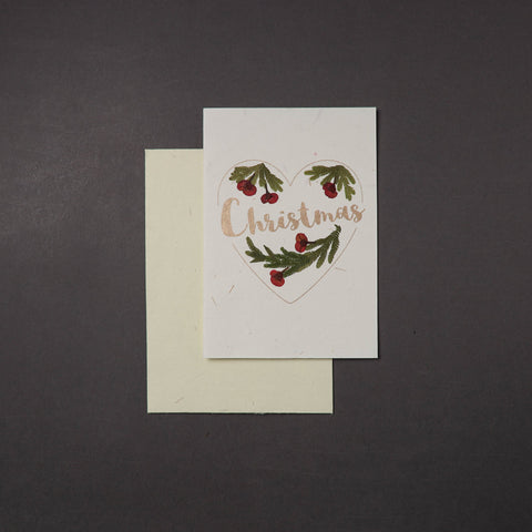 Merry Christmas - Flower Art Handmade Paper Greeting Card 