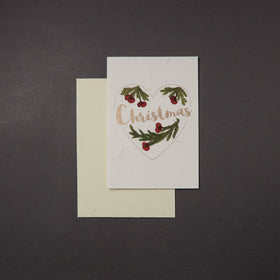 Merry Christmas - Flower Art Handmade Paper Greeting Card 
