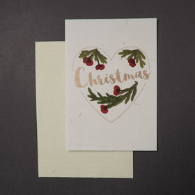 Merry Christmas - Flower Art Handmade Paper Greeting Card 