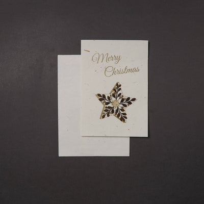 Merry Christmas - Flower Art Handmade Paper Greeting Card 